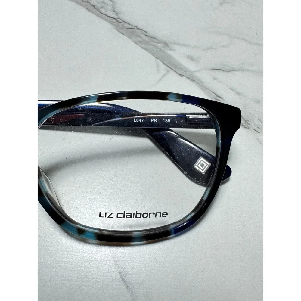 Liz Claiborne L647 Eyeglasses Blue Marbled Acetate Frames 52-16-135 IPR